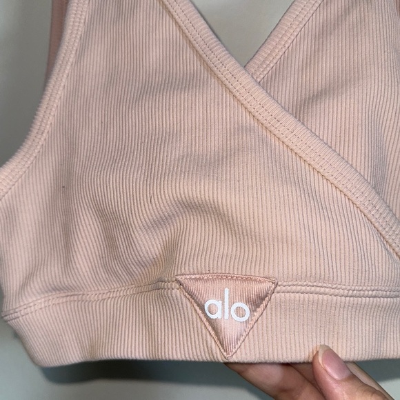 Alo Togetherness Sports Bra Size XS Light Pink Ribbed - Picture 5 of 5